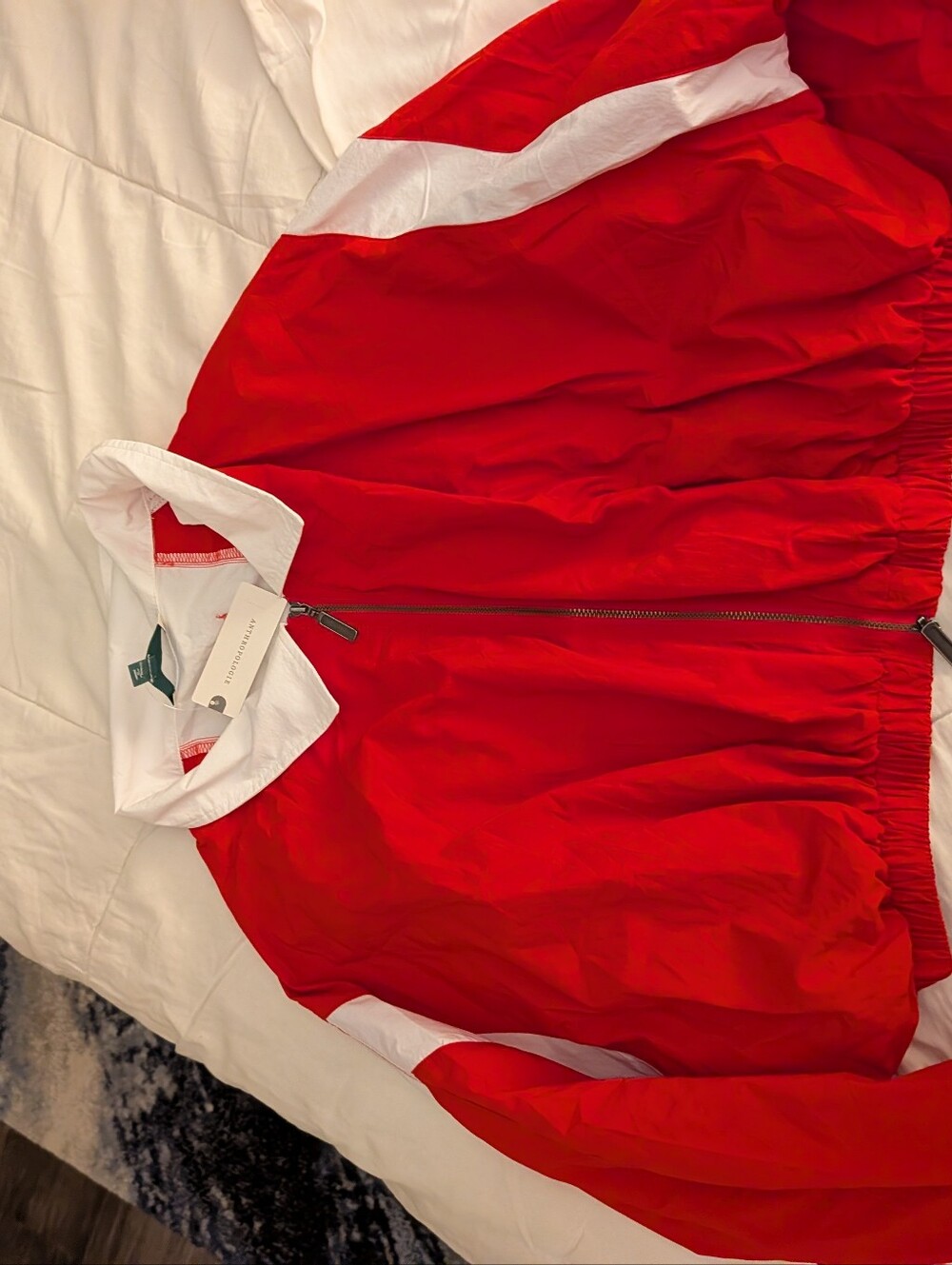 Anthropologie Red and White Colorblock Bomber Jacket - Picture 8 of 8